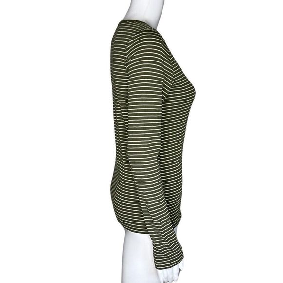 Gap‎ Shirt Women Medium Green White Stripe T-Shirt Everyday Basic Casual Minimal - Picture 2 of 8